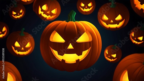 Carved pumpkin suitable for Halloween designs. Great for spookythemed projects, greeting cards, social media posts, and festive decorations.