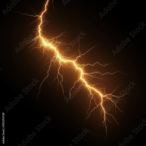 Brown lightning, isolated on a black background vector illustration glowing brown electric flash thunder lighting blank empty pattern with copy space