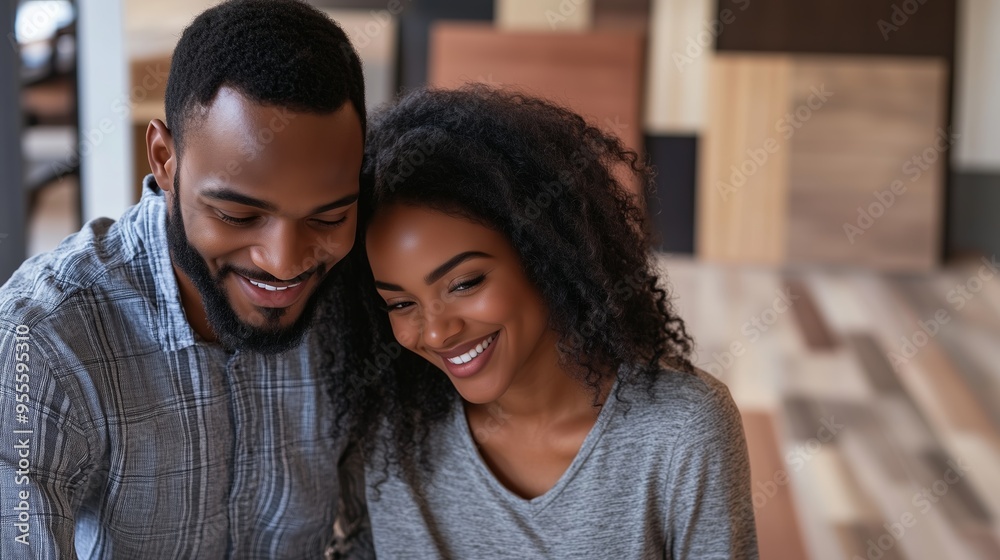 Obraz premium Couple sharing a joyful moment together in a cozy indoor setting during a relaxed afternoon