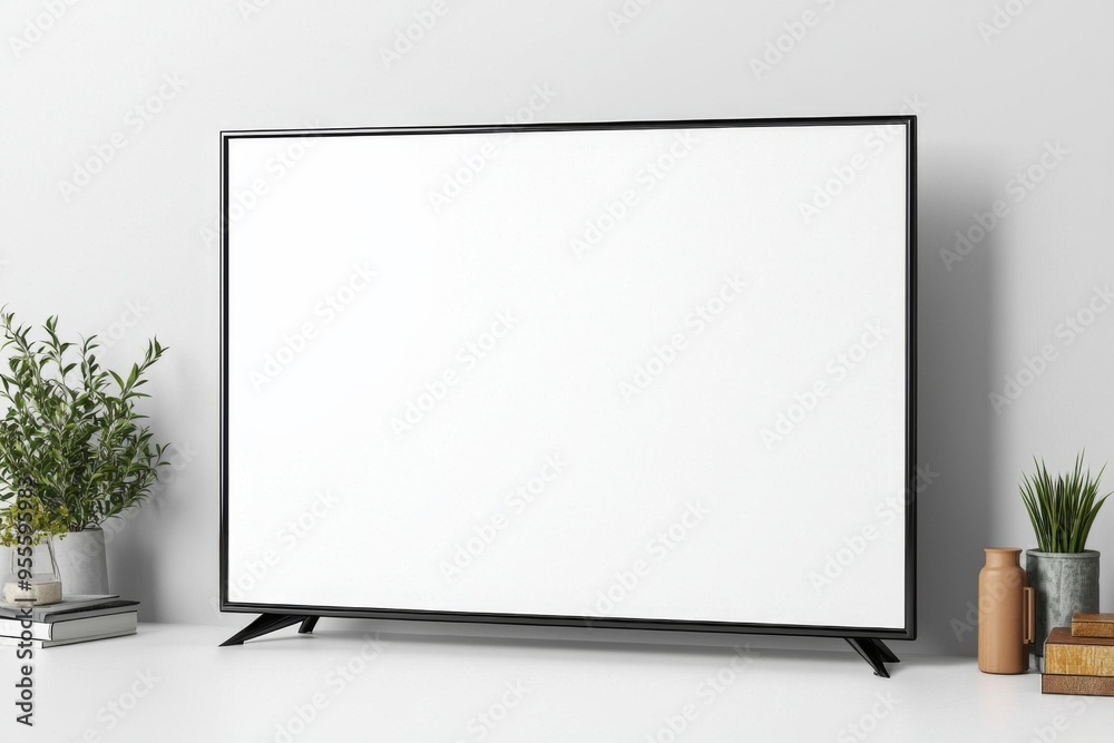 Fototapeta premium TV screen mockup on isolated background created with Generative AI