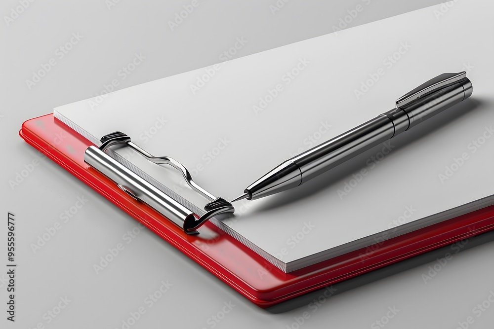 Sleek Clipboard and Pen Arrangement for Professional Use Sleek Clipboard and Pen Arrangement for Professional Use