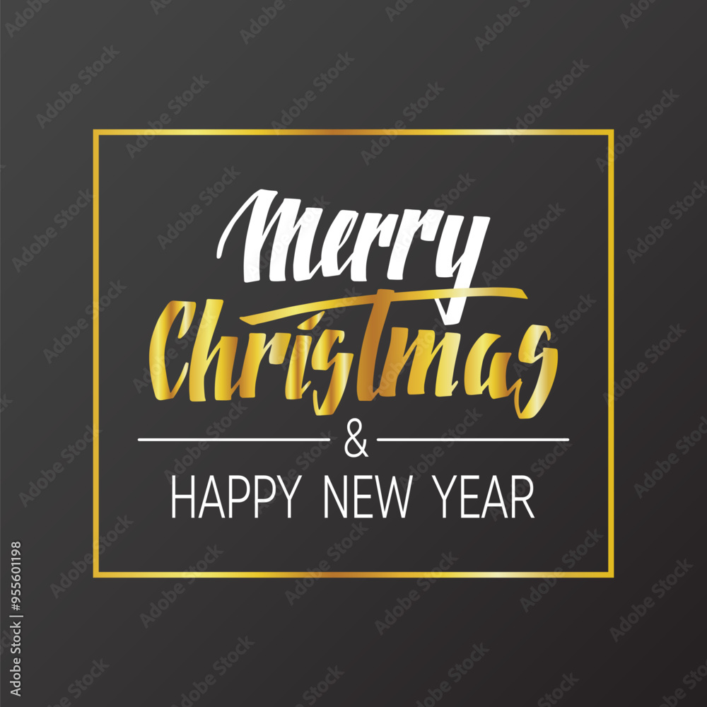 Fototapeta premium Handwritten Christmas and New Year greetings, modern calligraphy lettering