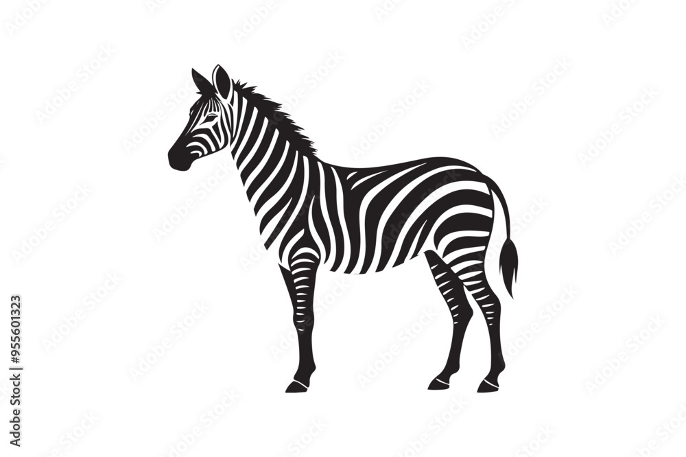 Obraz premium Zebra silhouette vector illustration, Zebra silhouette vector, zebra vector png