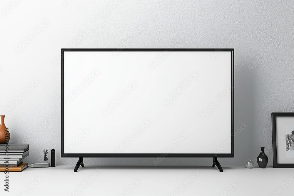 TV screen mockup on isolated background created with Generative AI
