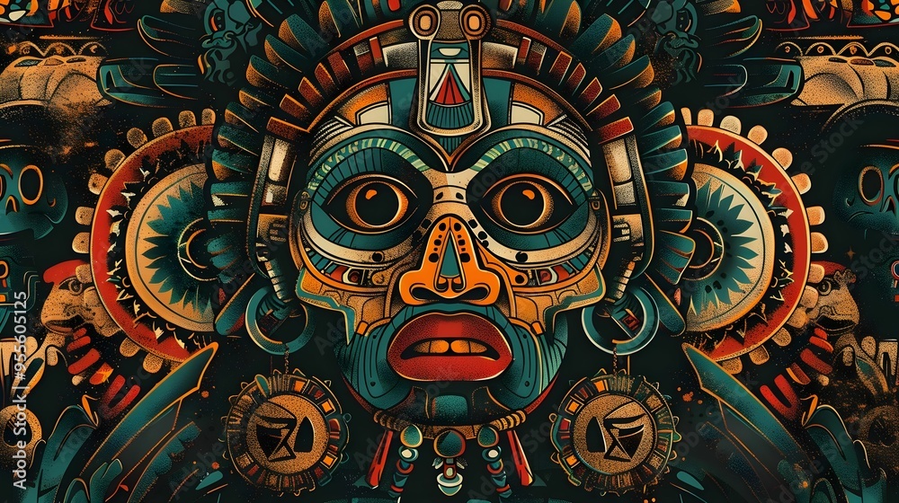Fototapeta premium AZTEC CONCEPT ILLUSTRATION