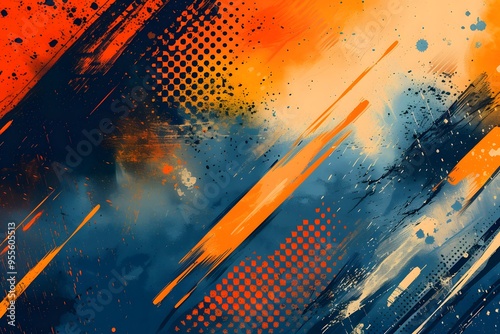 Dynamic Abstract Art with Bold Colors and Textures photo