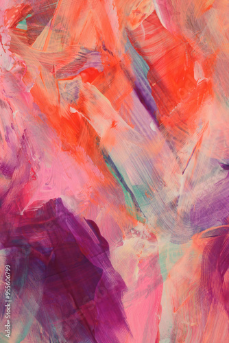 Wallpaper Mural Art Oil and Acrylic brushstroke smear blot painting wall. Abstract texture bright neon rainbow color stain  background. Torontodigital.ca