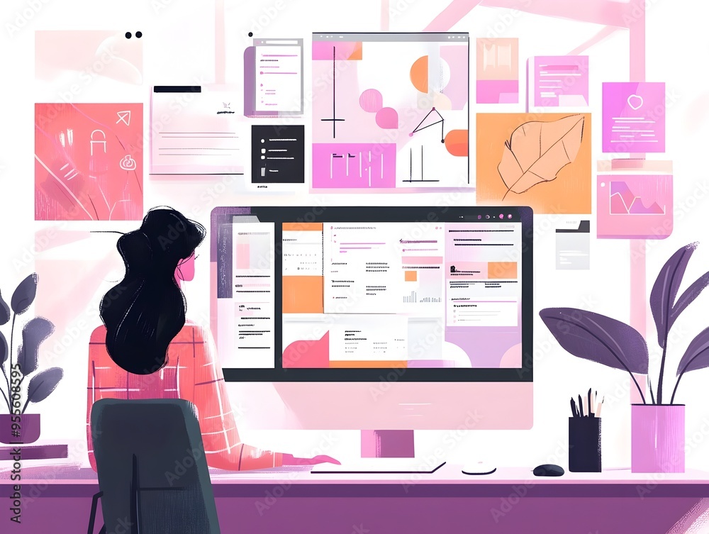 Stylized Digital of Website Design Workflow and Iterative Creative Process Stylized Digital of Website Design Workflow and Iterative Creative Process