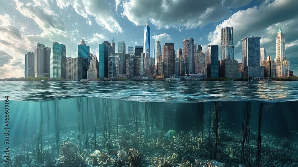 Rising sea levels and their effects on coastal cities Stock ...