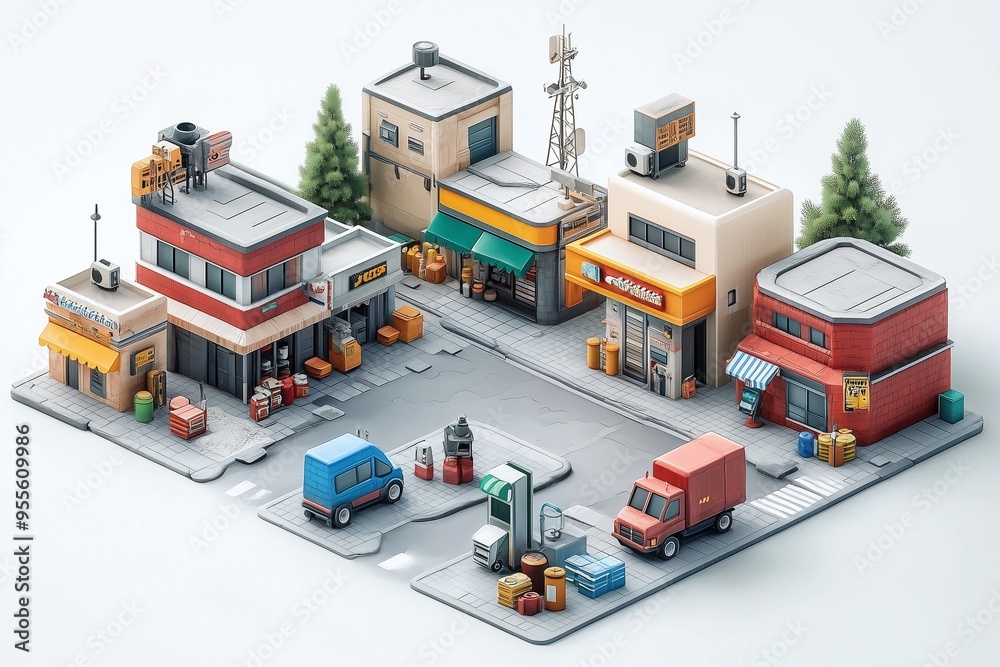 Fototapeta premium isometric community store on white background