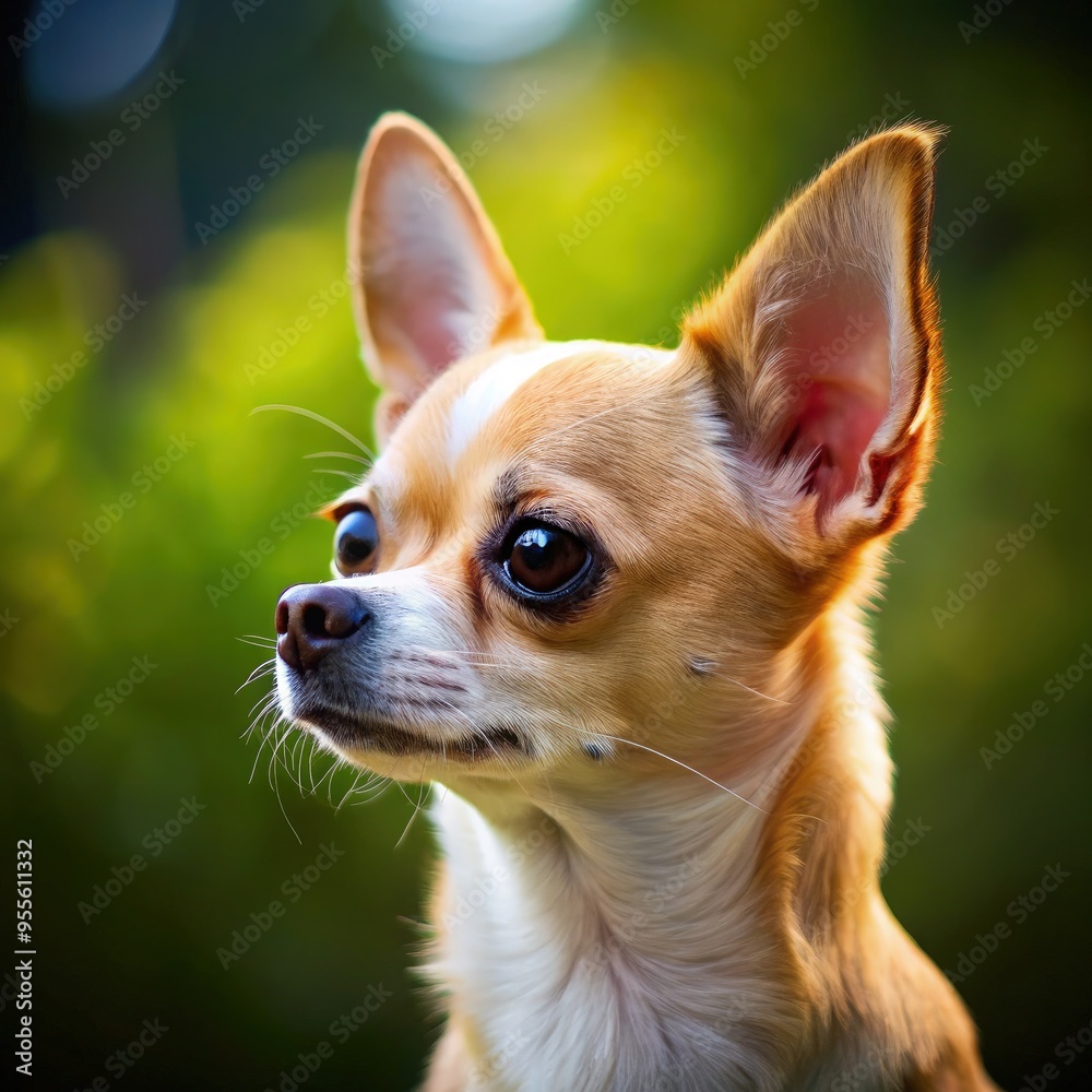 Elegant chihuahua profile view against a soft natural background in sunlight. Generative AI Elegant chihuahua profile view against a soft natural background in sunlight. Generative AI