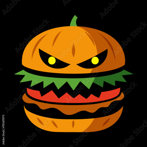 Halloween party burger vector illustration - Halloween burger illustration monster burger vector art photo