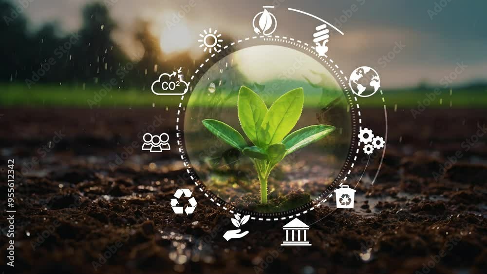 Circular economy concept for future business growth and environmental sustainability and reduce pollution for future business and environmental growth.4k corporate video.......