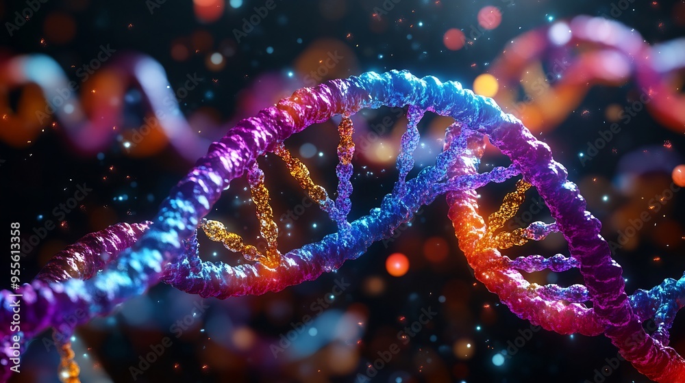 Vector design of complex DNA helix structure showcasing genes chromosomes and molecular bonds with vibrant colors Vector design of complex DNA helix structure showcasing genes chromosomes and molecular bonds with vibrant colors