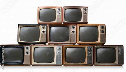 Retro TV isolated on white. Generated image