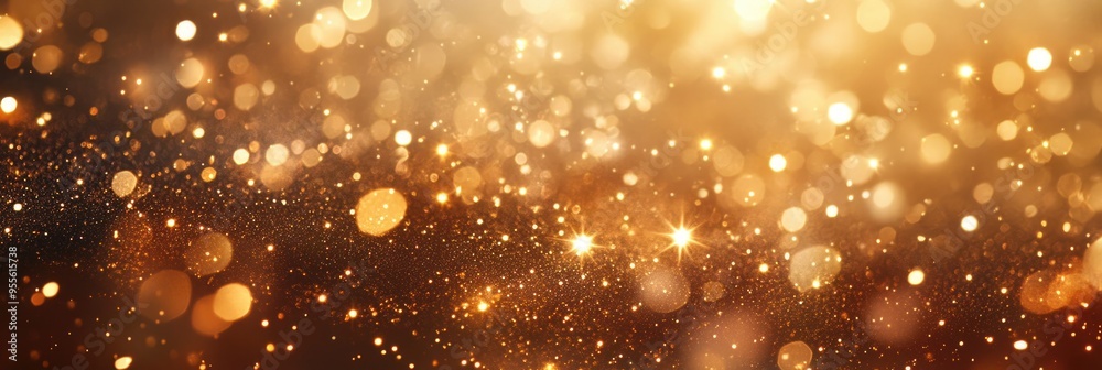Christmas Lights Stars. Golden Dust Glowing with Twinkling Lights. Magical Starlight Background Christmas Lights Stars. Golden Dust Glowing with Twinkling Lights. Magical Starlight Background