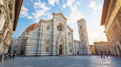 Tourists admiring the santa maria del fiore cathedral in florence