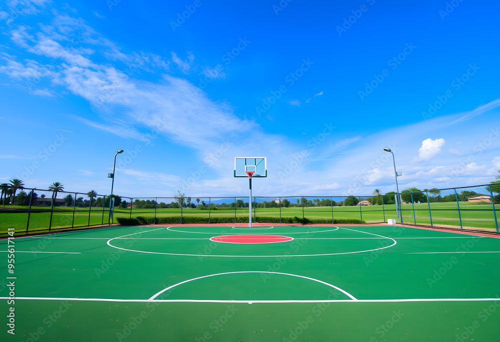 Fototapeta premium Basketball court in a training hall