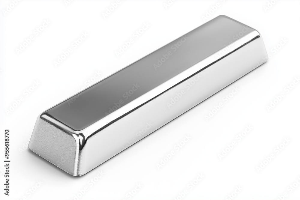 Bar of silver, white background, emphasizing the concept of investing money in silver. The image captures the sleek, polished surface of the silver bar, highlighting its value. Bar of silver, white background, emphasizing the concept of investing money in silver. The image captures the sleek, polished surface of the silver bar, highlighting its value.