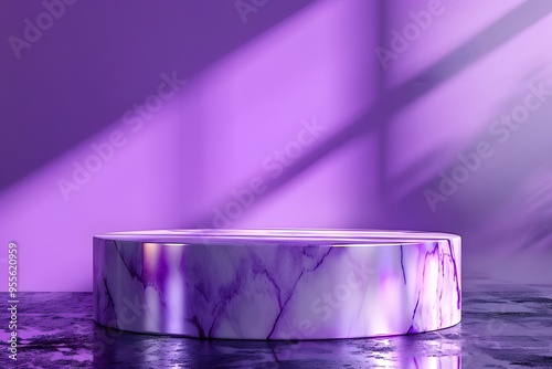 Elegant Purple Marble Display Stand with Soft Lighting Effects