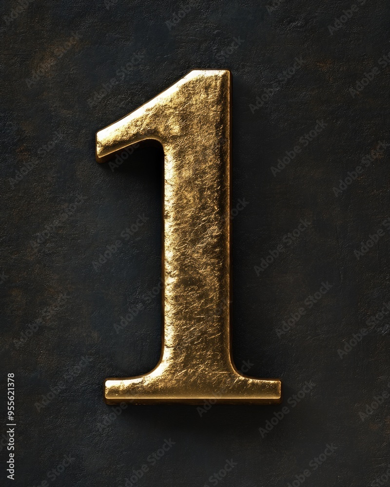 Numbers 1 - 10. Gold Metallic Number 1 Icon - Numerical Digit First Numbers 1 - 10. Gold Metallic Number 1 Icon - Numerical Digit First