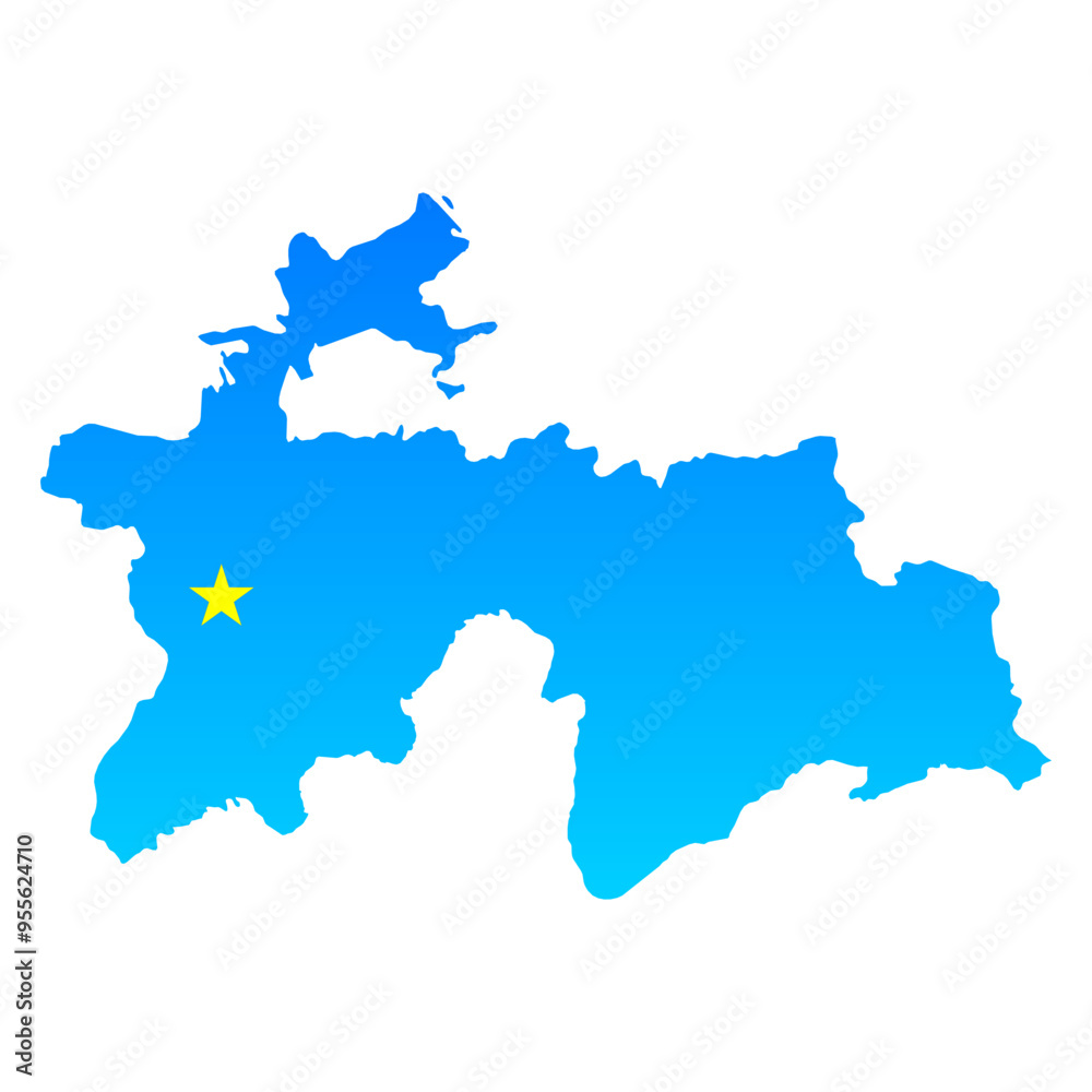 Map of Tajikistan with its capital Dushanbe in professional blue style Map of Tajikistan with its capital Dushanbe in professional blue style