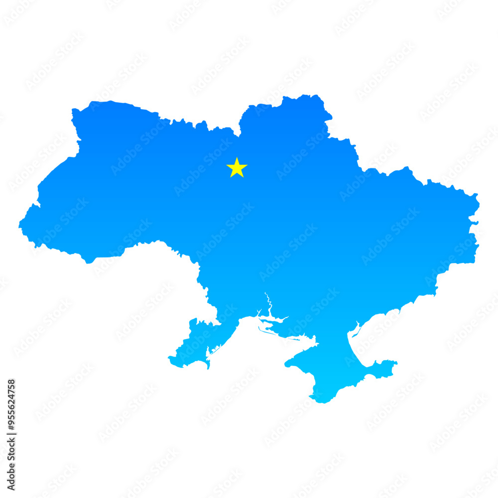 Fototapeta premium Map of Ukraine with its capital Kyiv in professional blue style