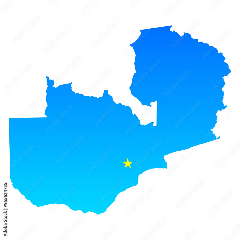 Fototapeta premium Map of Zambia with its capital Lusaka in professional blue style