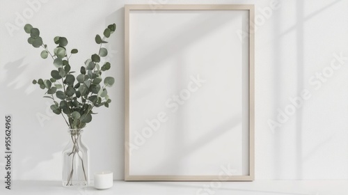 Mock Up Picture Frames. Empty White Frame Template in Modern Scandinavian Interior