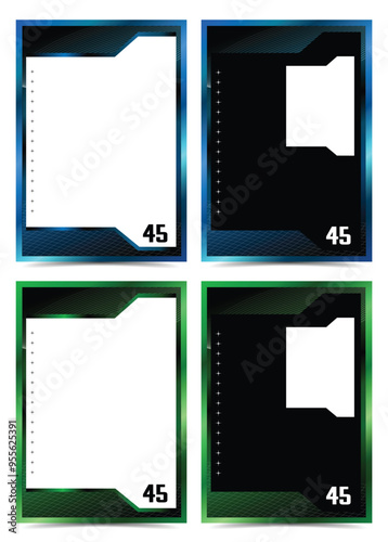 Sport player trading card frame border template