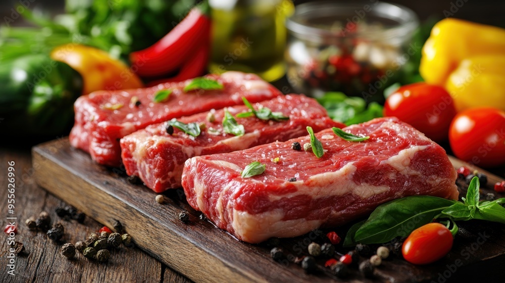 Meat and vegetables healthy food diet. Juicy steaks of fresh red meat. Barbecue set. Meat and vegetables healthy food diet. Juicy steaks of fresh red meat. Barbecue set.