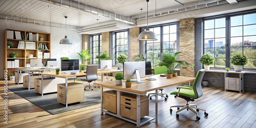 Modern And Stylish Office Furniture In A Bright And Airy Mile End Workspace photo