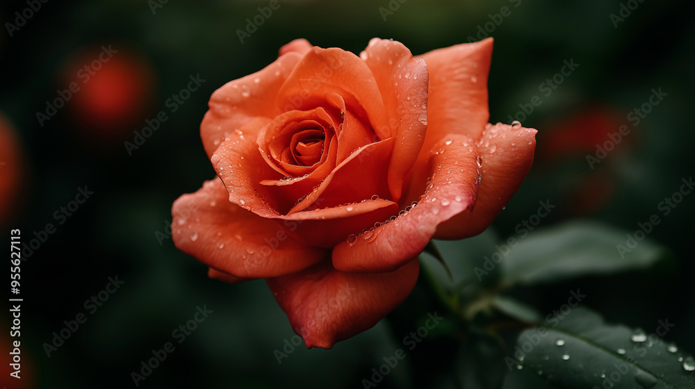 close up of red rose flower with drops close up of red rose flower with drops