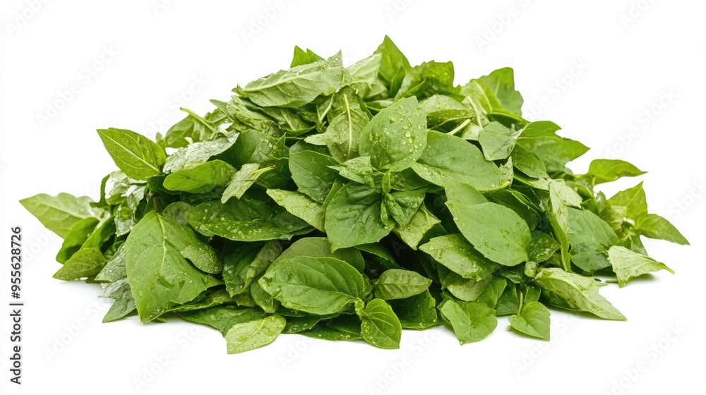 Piles Of Leaves. Isolated Fresh Basil Leaves for Fine Cookery with Fragrant Aroma Piles Of Leaves. Isolated Fresh Basil Leaves for Fine Cookery with Fragrant Aroma
