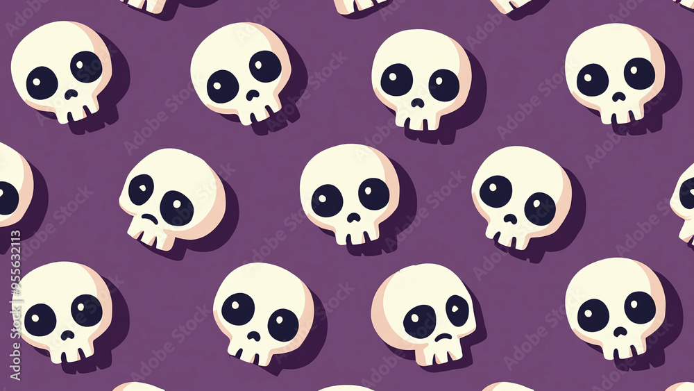 Cartoon Skeletons Pattern on Purple Background Cartoon Skeletons Pattern on Purple Background