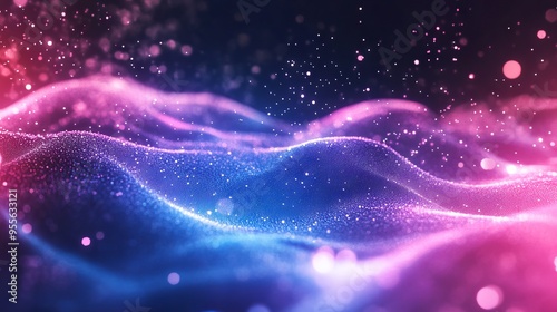 Abstract Futuristic Background with Glowing Particles and Dots. AI generated illustration