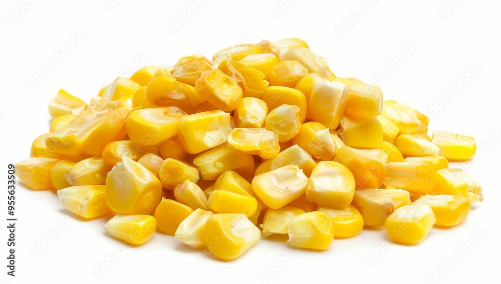 Pile of yellow corn kernels isolated on white background Pile of yellow corn kernels isolated on white background