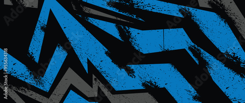 Car decal wrap design. Geometric grey blue pattern vector illustration