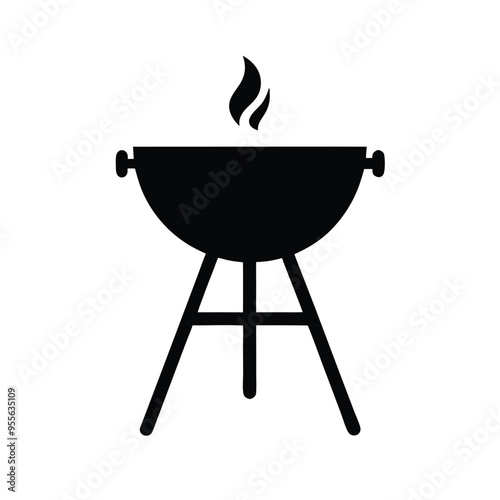 a Barbecue icon grill icon, vector silhouette clipart, isolated white background,