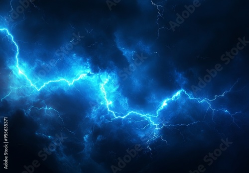Blue Lightning Background with Electric Light Effects. AI generated illustration