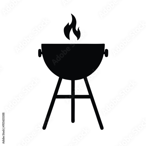 a Barbecue icon grill icon, vector silhouette clipart, isolated white background,
