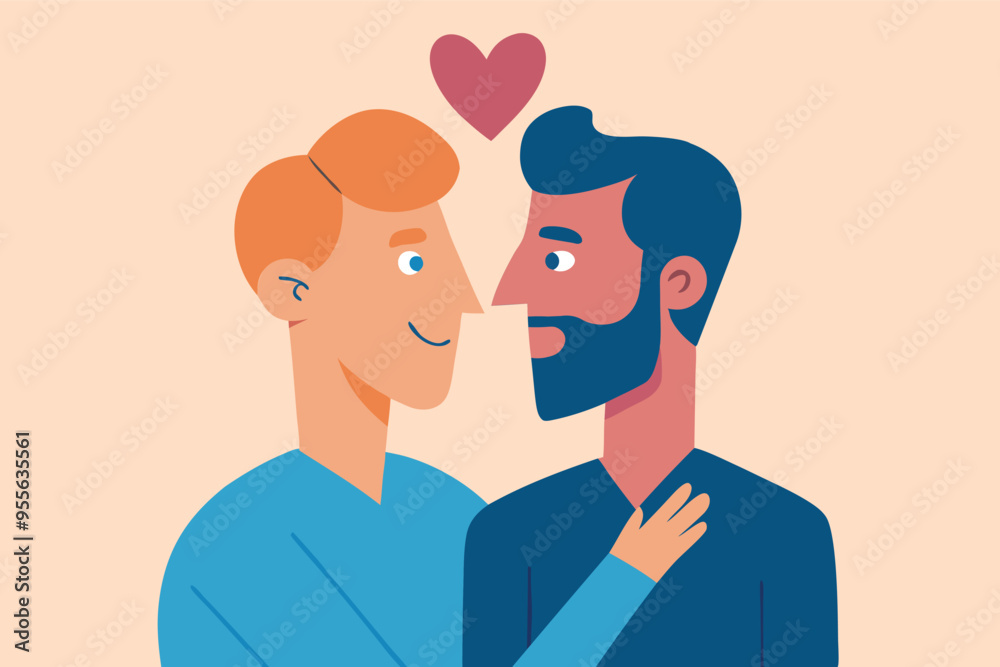 LGBT love couple men in romantic relationships. Pride month concept. Vector flat illustration LGBT love couple men in romantic relationships. Pride month concept. Vector flat illustration