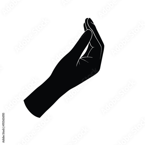 a hand gesture silhouette, vector silhouette illustration clipart, isolated white background 