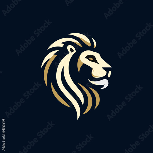 lion head angry roaring logo vector silhouette, shows power and strenght Lion head shield logo icon. Royal gold crown badge symbol. Premium king animal sign. Vector illustration. Lion logo lion shield