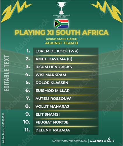 Playing 11 for south africa Cricket Team