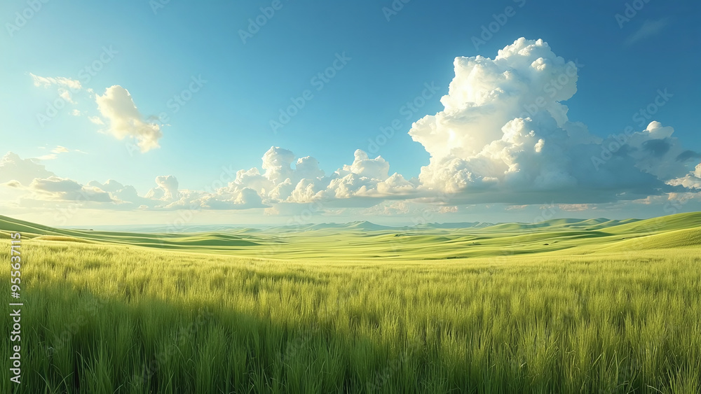 Idyllic Landscape of Rolling Green Hills Idyllic Landscape of Rolling Green Hills