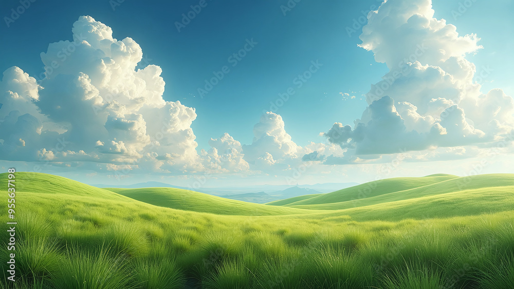 Idyllic Landscape of Rolling Green Hills