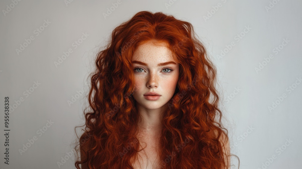 Portrait of young woman with curly red hair
Portrait of young woman with curly red hair