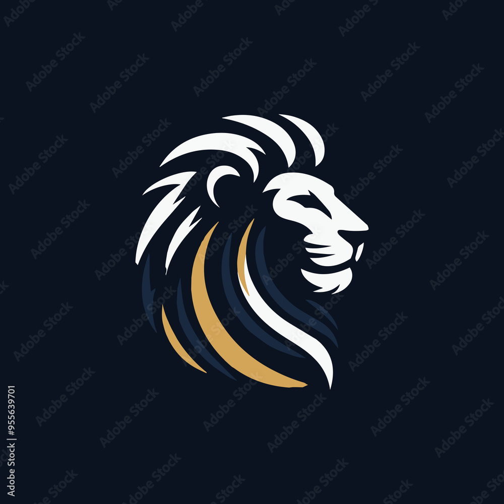 Naklejka premium lion head angry roaring logo vector silhouette, shows power and strenght Lion head shield logo icon. Royal gold crown badge symbol. Premium king animal sign. Vector illustration. Lion logo lion shield