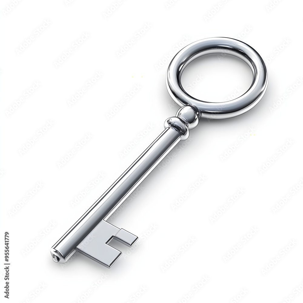 3d silver key isolated on white background 3d silver key isolated on white background